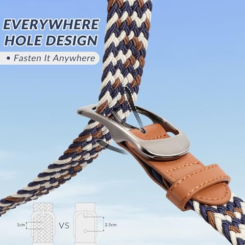 Image of BELTROAD Elastic Braided Belt Mens Golf Belts No-Hole Design Lightweight Breathable Woven Stretch Belt for Golf Casual