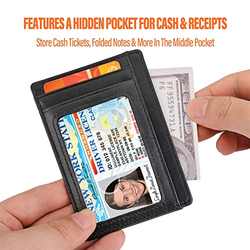Image of GH GOLD HORSE Slim RFID Blocking Card Holder Minimalist Leather Front Pocket Wallet for Women | Slim
