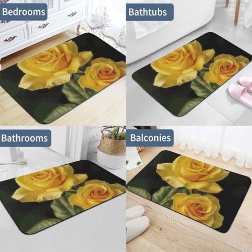 Tapis absorbant l'eau et antidérapant à motif fleuri jaune - 6