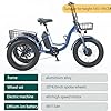 DEaThsalL 20' Fat Tire Electric Power-Assisted Bike Tricycle for Adults, Comfortable Rides Headlight + LCD Display + Rear Cargo Basket Adjustable Seat Max Load: 150 kg Blue #1