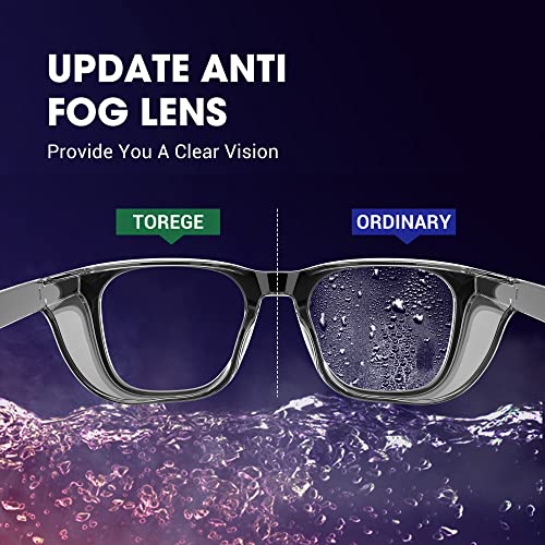 Image of TOREGE Stylish Safety Glasses For Men And Women, Safety Goggles Eye Protection With Anti-Fog And Anti-Blue Light Lens, Light And Comfortable, Perfect Alt To Regular Protective Eyewear(Black /Gray)