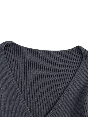 Image of Floerns Women's Tie Front Long Sleeve Rib Knit Shrug Sweaters Cardigan Crop Top