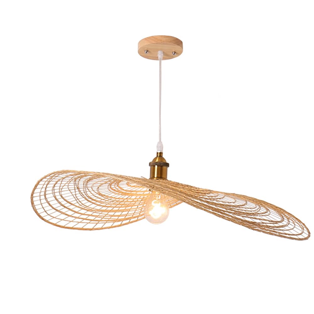 CJSLXGBL Bamboo Farmhouse Chandelier Light Fixtures, Boho Large Pendant Light,Hand Woven Chandeliers,Rustic Chandeliers Hanging Light Fixtures,for Kitchen Island,Dining