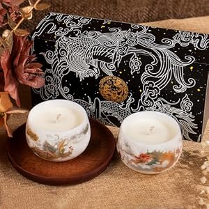 KONNI Christmas Gifts Candles for Women Men 2PCS 5.3 Oz Wisteria Scent Ceramic Jar Candles Home Scented 60 Hours Bruning Time Soy Wax Dragon and Phoenix Aromatherapy Candles New Year Decoration KONNI Christmas Gifts Candles for Women Men 2PCS 53 Oz Wisteria Scent Ceramic Jar Candles Home Scented 60 Hours Bruning Time Soy Wax Dragon and Phoenix Aromatherapy Candles New Year Decoration
