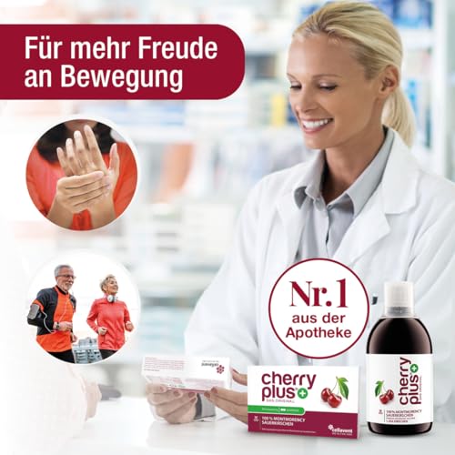US-Montmorency-Sauerkirsch-Konzentrat – hochkonzentriert – 1.450 Montmorency-Sauerkirschen pro Flasche (3 x 500 ml) – Cherry PLUS