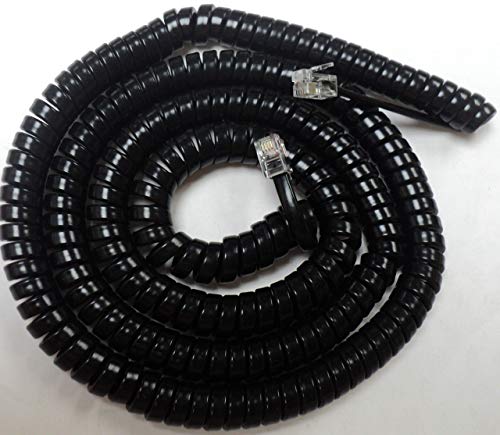 Black 25 Ft Black Vtech Compatible Handset Receiver Cord CM18445 AM18447 CS6649 CS6949 Corded Phone Eris Business System UP406 UP416 Console SIP VSP608 VSP715 VSP725 Curly Coil 9 Ft by DIY-BizPhones