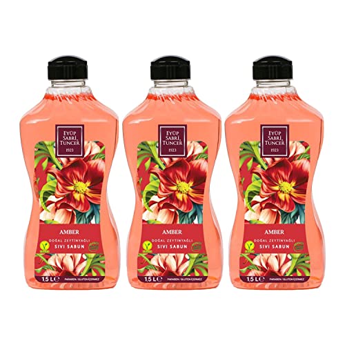 Sıvı Sabun, Eyüp Sabri Tuncer Doğal Zeytinyağlı, Amber 1.5 L Pet Şişe x 3 Adet