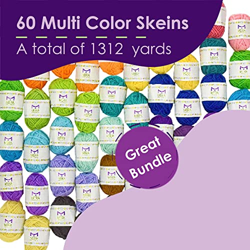 60 Yarn Skeins – Total Of 1312 Yard Acrylic Yarn For Knitting And Crochet - Yarn Bag For Storage And 7 Ebooks Included With Each Pack | By Mira Handcrafts (Lilac) #TOP1