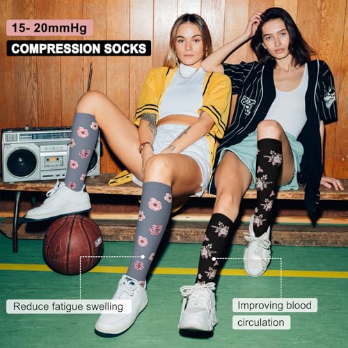 Image of Iseasoo 4 Pairs Compression Socks for Women Circulation-Best Support for Nurses,Running,Athletic,Travel