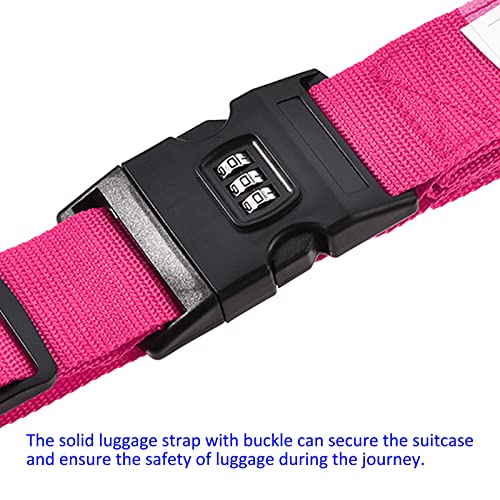 Image of M METERXITY 1 Pack Luggage Strap Suitcase Belt- Travel Combination Lock Adjustable PP Baggage Accessory with Buckle, Apply to Suitcase (79x2 Inch, Rose Red)