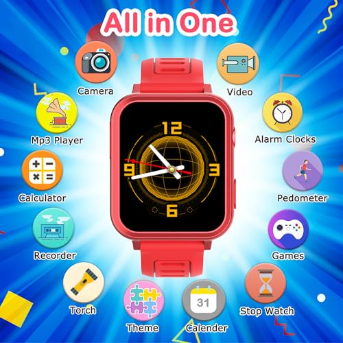 Image of Cosjoype Kids Smart Watch Gift for Girls Age 6-12, 24 Puzzle Games HD Touch Screen Kids Watches with Video Camera Music Player Pedometer Audiobook 12 /24 hr Toys for 7 8 9 10 11 12 Year Old Girls