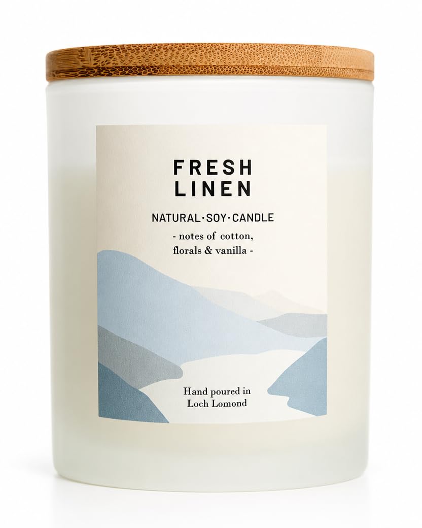 Fresh Linen - Organic & Vegan, Luxury Scented Candles. Hand Poured in Loch Lomond, Scotland (+7 Scent Options)-image-37