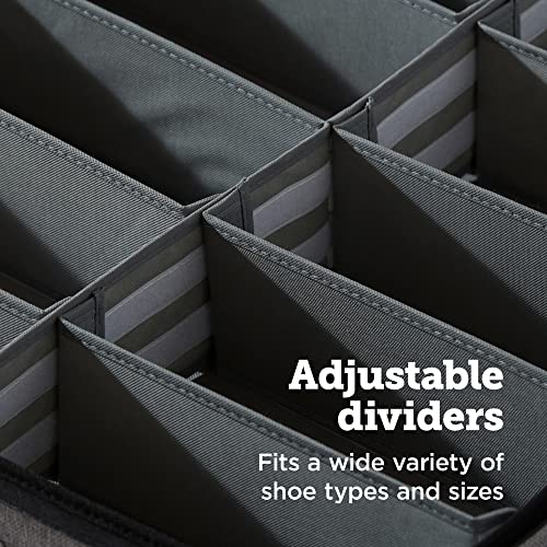 Storagelab Under Bed Shoe Storage Organizer, Adjustable Dividers - Set Of 2, Fits 24 Pairs Total - Underbed Storage Solution #TOP3