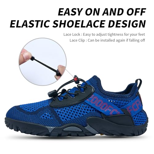 Image of SOBASO Water Shoes for Men Quick Dry Aqua Barefoot Hiking Shoes for Pool Beach Lake Diving Surf Fishing Navy Black