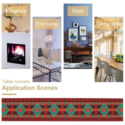 Image of Aztec Table Runner,Native American Ethnic South Western Navajo Mexican Decor Boho Geimetric Table Runner Tribal Table Setting Decor for Garden Farmhouse Wedding 13x120 Inch
