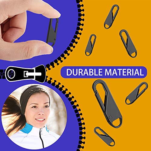 10 Pieces Zipper Pull Replacement Zipper Repair Kit Zipper Slider Pull Tab Universal Zipper Fixer Metal Zipper Head (Black) #TOP3