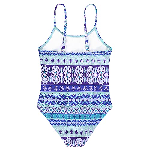 Image of Zando Little Girls Bathing Suits One Piece Swimsuit Girl Kids Swimsuits One-Piece Girls' Swim Suits Baby Girls Swimsuit Size 7-8 UPF 50+ Beach Girls Bathing Suit Size 7 D Boho Purple 7-8 Years