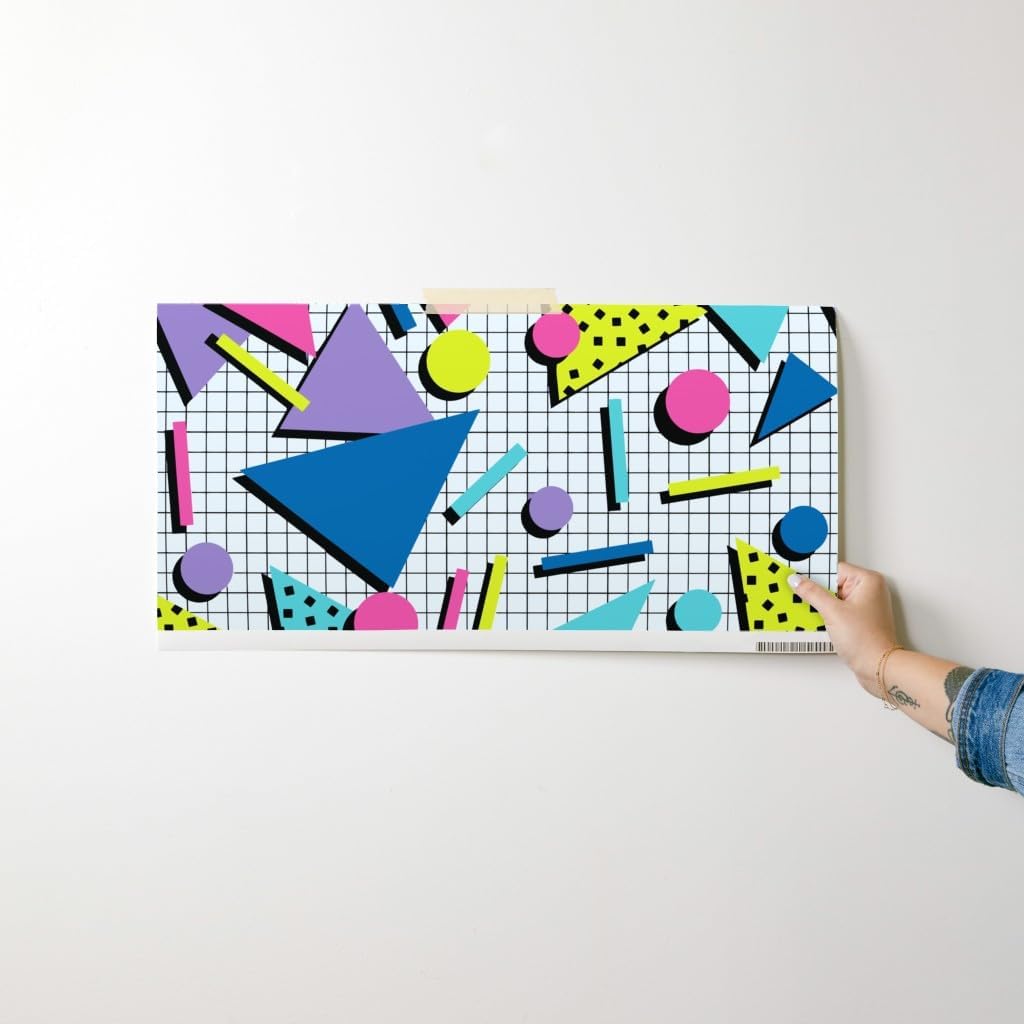 Peel & Stick Wallpaper Swatch - Tubular Retro 80S Graphic Memphis Wave Custom Removable Wallpaper by Spoonflower