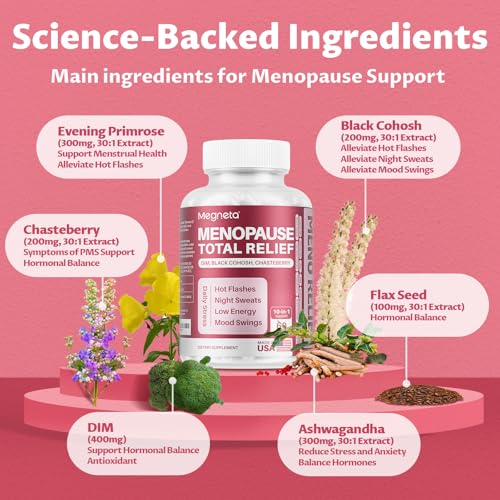 Image of Menopause Supplements for Women- Black Cohosh for Menopause Hot Flashes, Female Hormone Balance, Night Sweats， Mood Swings & Sleep Support with DIM & Chasteberry Potent Extract, 60 Capsules