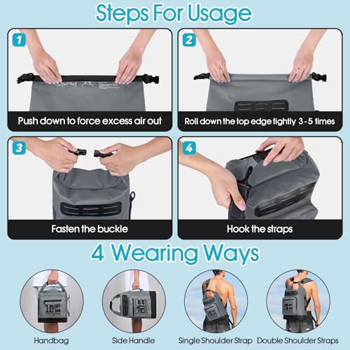 Image of MORXPLOR Dry Bag Waterproof,5L /10L /20L /30L /40L /55L Roll Top Dry Bag Backpack with WaterProof Phone Case for Swim,Kayak