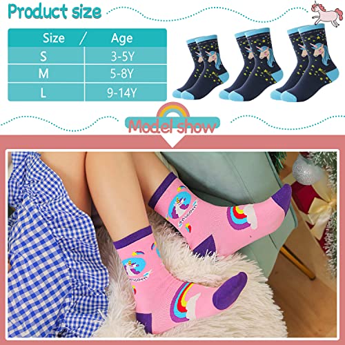Kids Girls Cotton Socks Gift Soft Novelty Socks Cute Unicorn Pattern 6 Pairs (Animal Unicorn F, 5-8 Y) #TOP5