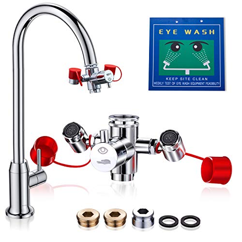 Emergency Eye Wash Station, Faucet Mounted Eyewash Station for Sink Attachment - Adjustable to Continuous Forward Flow