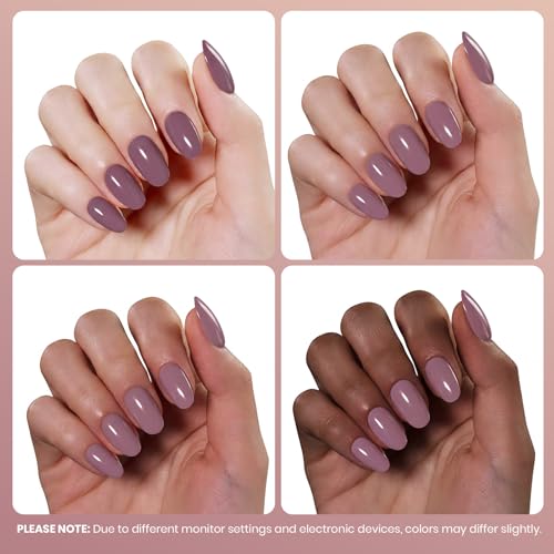 Image of Beetles Purple Gel Nail Polish - Nude Mauve, 15ml Nude Rose Mauve Pink Purple Color Gel Polish, Glossy Solid Color Soak Off UV LED Nail Art, Elegant Polish for Daily Wear Salon DIY Manicure