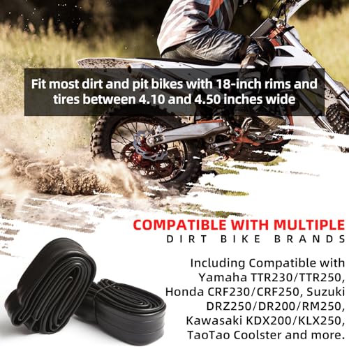 Image of AR-PRO (2-Pack) 4.10 /4.50-18 inch Heavy duty Dirt Bike Inner Tube with TR4 Straight Valve for 110 /100-18,110 /90-18,110 /80-18,120 /90-18,120 /80-18,100 /100-18 Motorycle Rear Tire