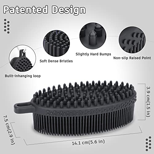 Freatech Silicone Body Scrubber - Dual-Sided Bath Shower Body Brush For Gentle Exfoliation, Deep Cleansing And Intensive Massage, Care For Sensitive Skin, More Hygienic And Durable Than Loofah, Black #TOP1