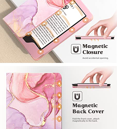 Image of MoKo Case for 7 inch /6.8 inch Kindle Paperwhite(12th /11th Gen-2024 /2021) & Colorsoft Signature Edition,Slim PU Shell Cover Case with Auto-Wake /Sleep,Not for kobo Aura 2 /Remarkable, Light Pink Gold Marble