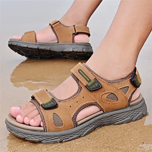 Beach Sandals Men's Shoes Genuine Leather Flats Leisure Platform Shoe Men Casual Sandals Outdoor Footwear(42)2