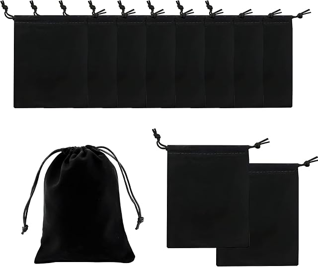 10 Pcs Jewellery Bags Velvet Jewelry Pouches Drawstring Gift Bags for Jewelry Gift Packaging,Black Velvet Jewellery Pouches