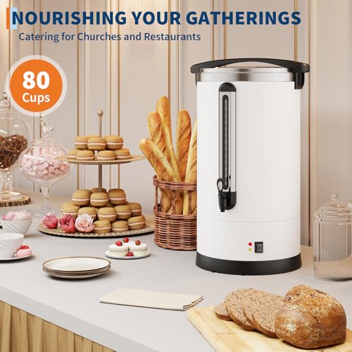 Image of GarveeTech Commercial Coffee Urn - Double Wall Stainless Steel Hot Beverage & Water Dispenser, Fast Brewing with Drip-Free Spigot for Catering, Weddings, Offices, Parties, Buffet - 12L