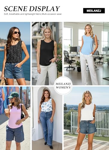 Image of Women's Sleeveless Chiffon Tank Top Business Casual Blouse Tunic Top