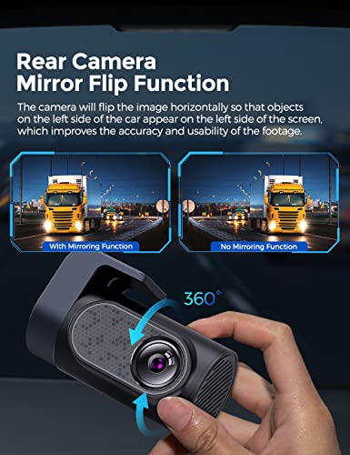 Image of AZDOME 4K 5G WiFi Dash Cam for Car Front and Rear, 3.18 inch IPS Screen Dashcam, Dashboard Camera, 4K+1K Dual Dash Cam Built-in GPS WDR IR Night Vision, 24H Parking Mode Black- Car Accessories - 256GB