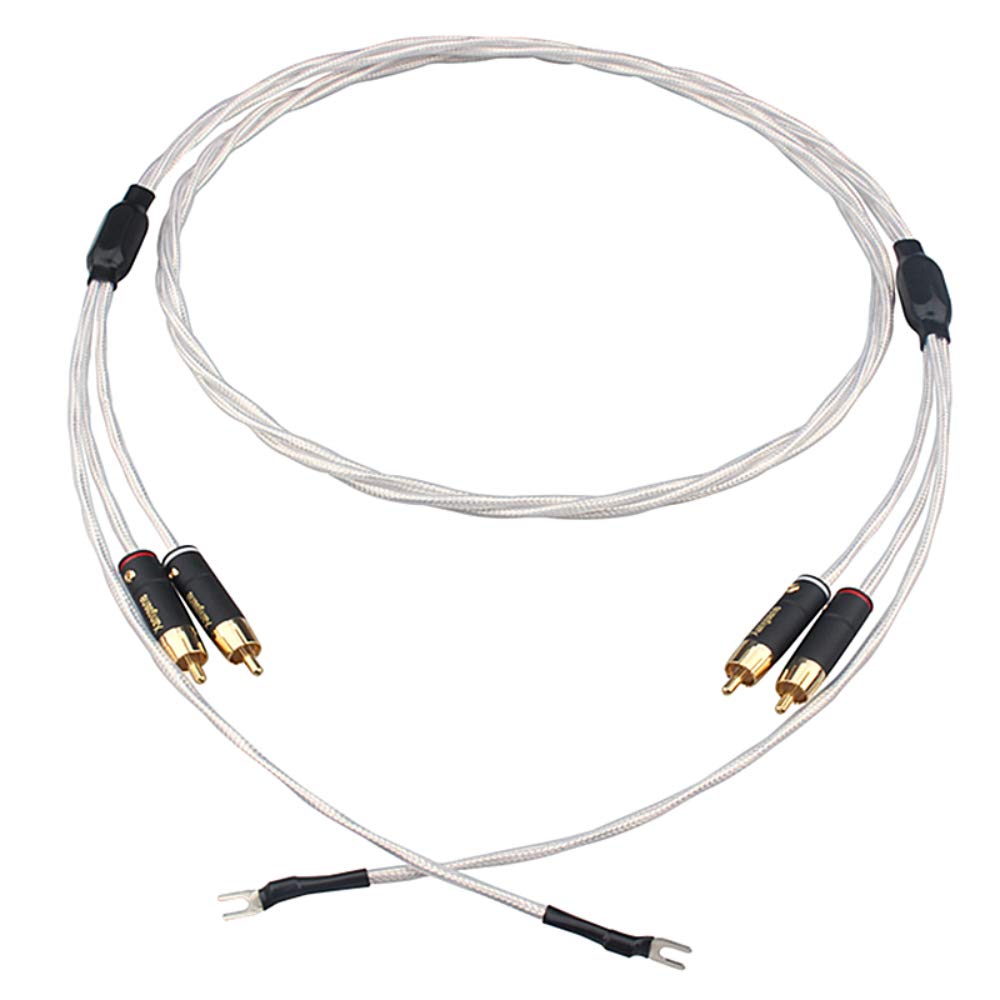 HiFi Audio Connect It E RCA Phono - Cables de interconexión de vinilo chapado en plata LP Tonarm con cable de tierra (1,5 m)
