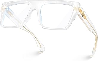 VISOONE Square White Blue Light Blocking Glasses TR90 Durable Men Women ALBA