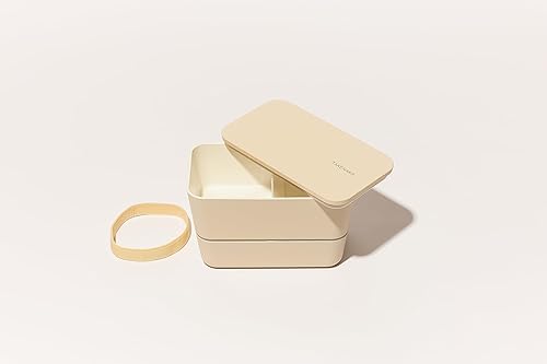 Miniatura 2 de TAKENAKA Lonchera Bento, caja bento plana doble ecológica y sutainable de Japón (cáscara de huevo blanca)