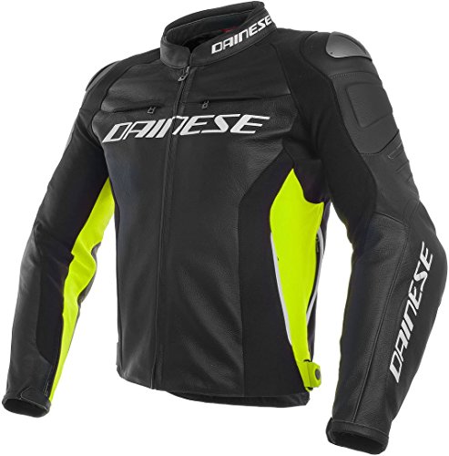 Dainese 1533788-N49-52 Chaqueta de Piel, Negro/Fluo Amarillo, 52