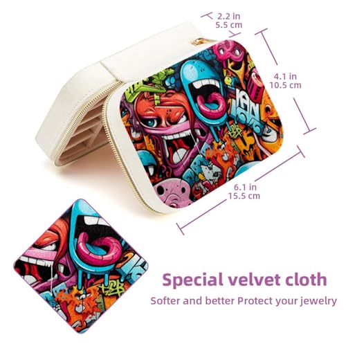 Joyero de viaje graffiti multicolor compacto estuche de almacenamiento de aretes 6