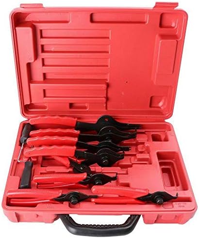 CAEISRKO Juego de 11 alicates de anillo a presión, herramientas mecánicas para automóvil, juego de alicates de anillo a presión resistente con funda