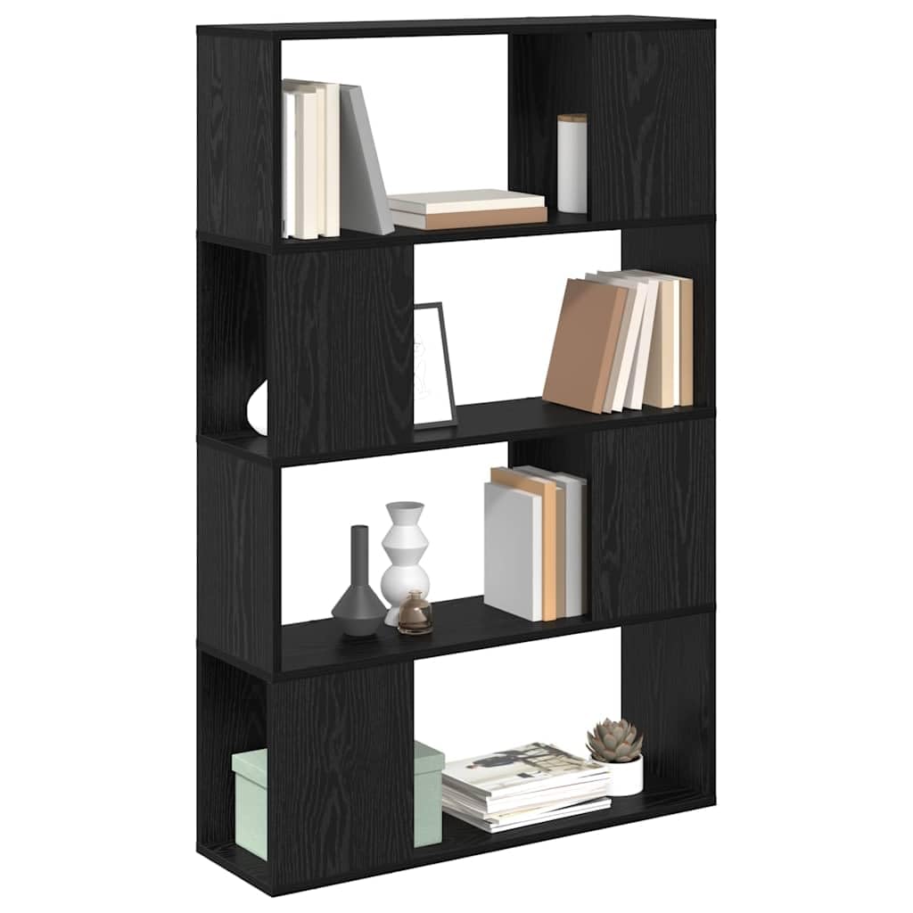 Zestaw szafek TV czarny 80 x 24 x 125 cm, montaż na ścianie, materiał drewnopochodny, 4 półki, nowoczesny design do salonu, zajmuje mało miejsca