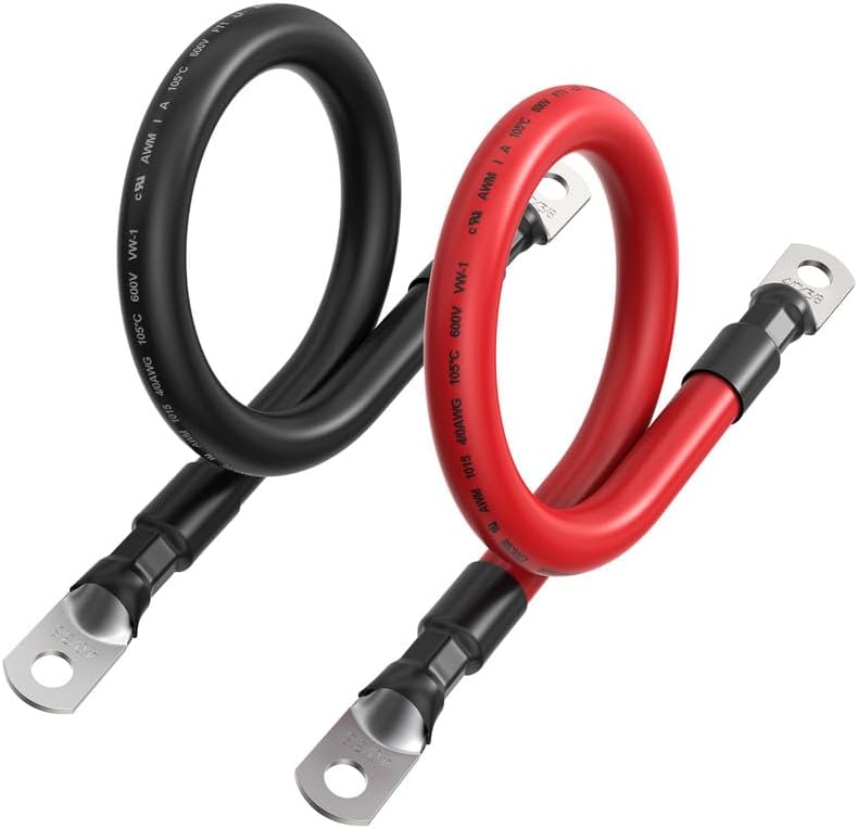 RICH SOLAR 4/0 Inverter Battery Cable (1 ft 4/0 AWG - 3/8")