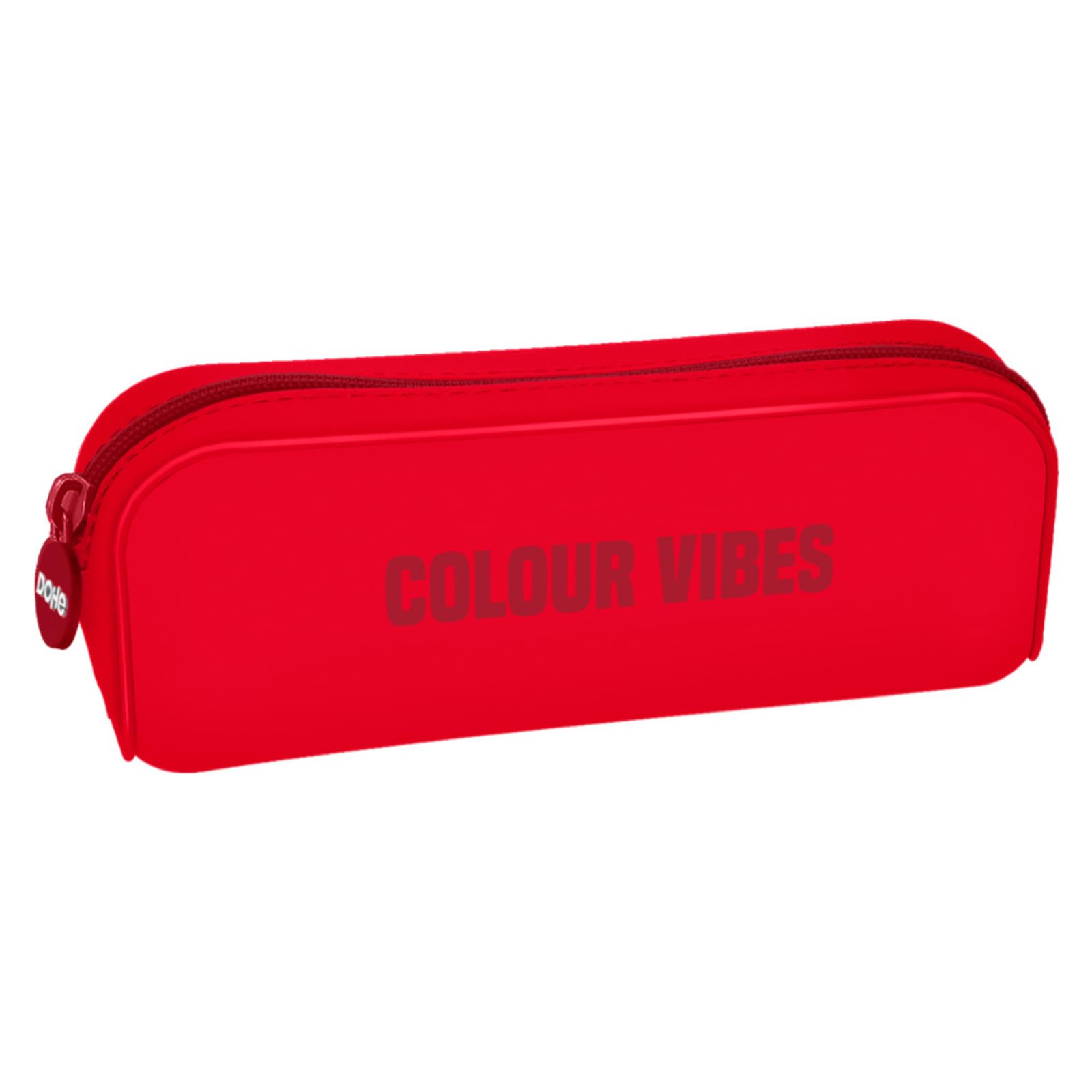 DOHE - Simple Silicone Pencil Case - 1 Zippered Compartment, Multipurpose Rectangular Pencil Case, Soft Touch, 20x6x8 cm - Colour Vibes Red