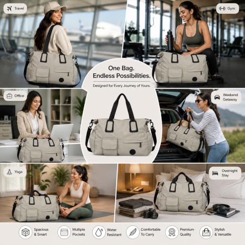 Image of Storite Travel Duffel Bag, Khaki, 42x15x35 cm