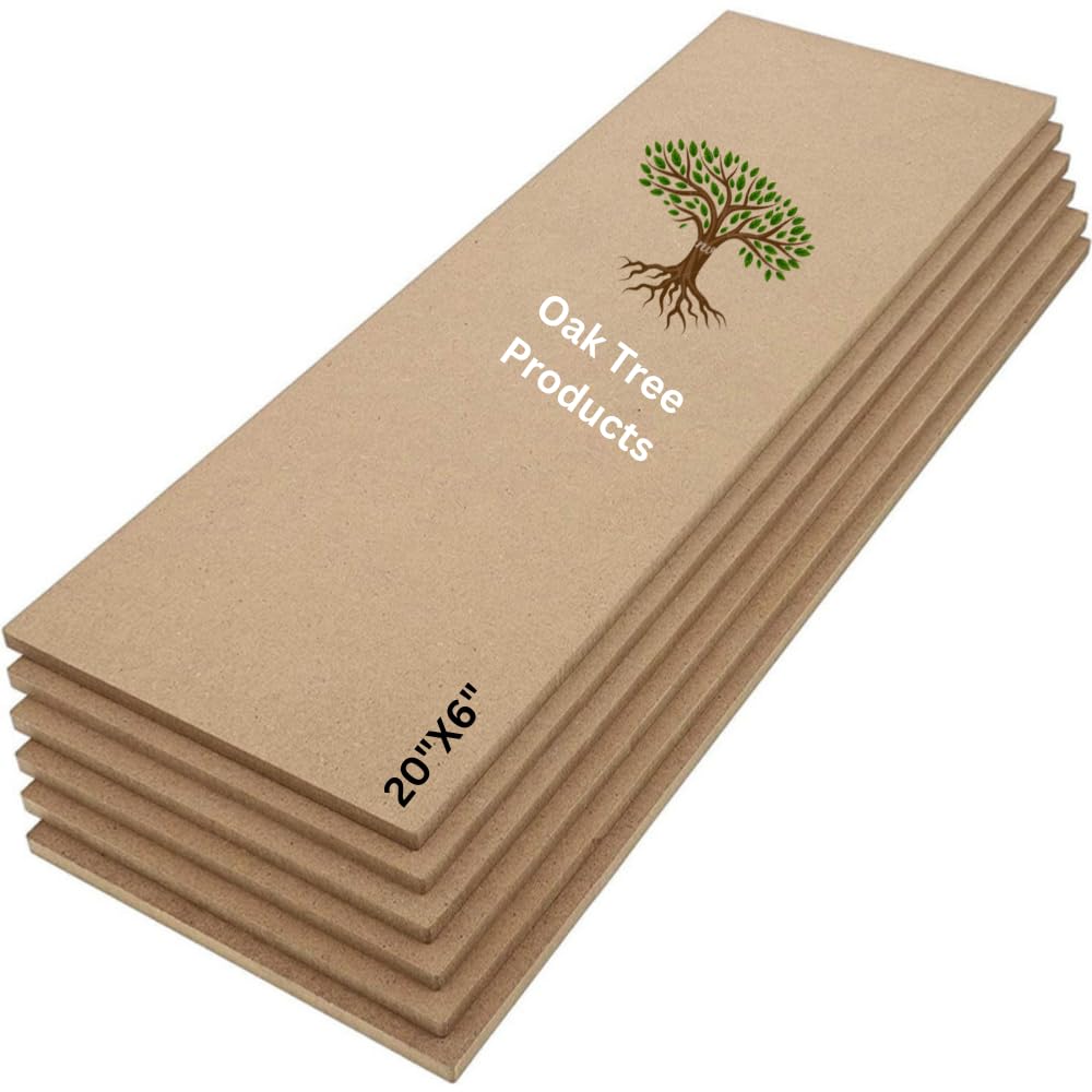 MDF Board Original Woodcraft 20" x 6" (pack of 6) 6mm, Produced BY Engineered Wood, Used For DIY Projects, Art Work, Painting, Drawing etc, Source by (Oak Tree Products)