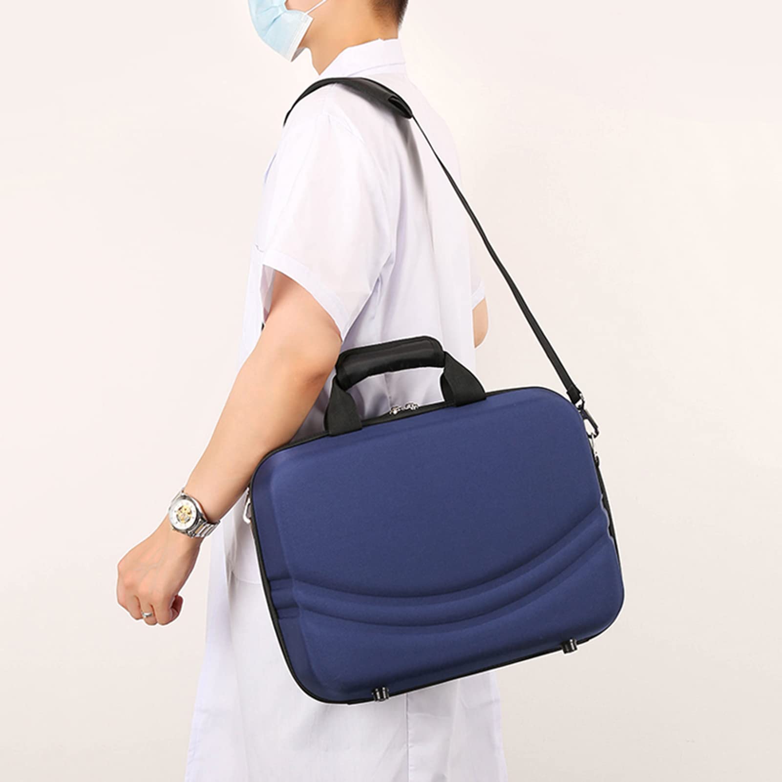 Borsa di pronto soccorso, kit professionale con scomparti multipli per assistenza domiciliare, viaggi o eventi di emergenza, blu navy, 27*20*15cm