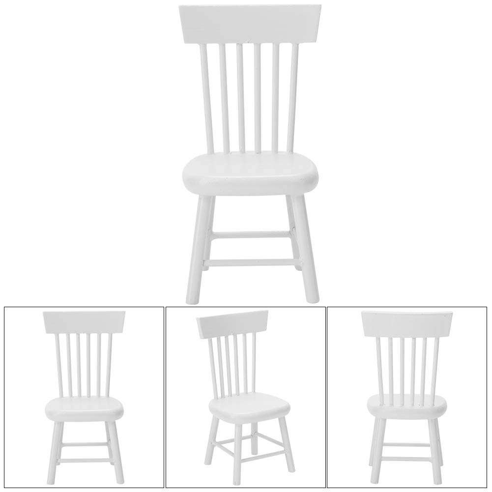Miniature Wooden Dining Chair for 1 12 Dollhouse - Eco-Friendly Dollhouse Furniture Accessory in Wood Color