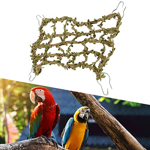 Image of Zerodis Pet Bird Climbing Rope Net, Perch Toy Decor Cotton Hemp Rope Ladder Small Animal Rope Net Ladder Small Animal Rope Net Bird Climbing Net for Birds and Hamsters