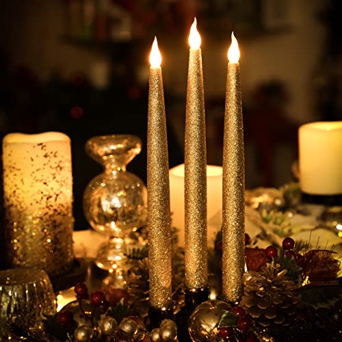 Flameless Candles Furora Lighting Gold Candles Set Of 8 With Remote Bundle With Taper Candles Set Of 4 (12 Battery Candles)-Pillar Candles, Votive Candles And Taper Candles For Your Living Room Decor #TOP6